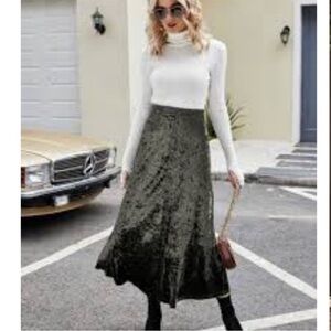 ZARA Crushed VELVET A-Line Midi SKIRT XL